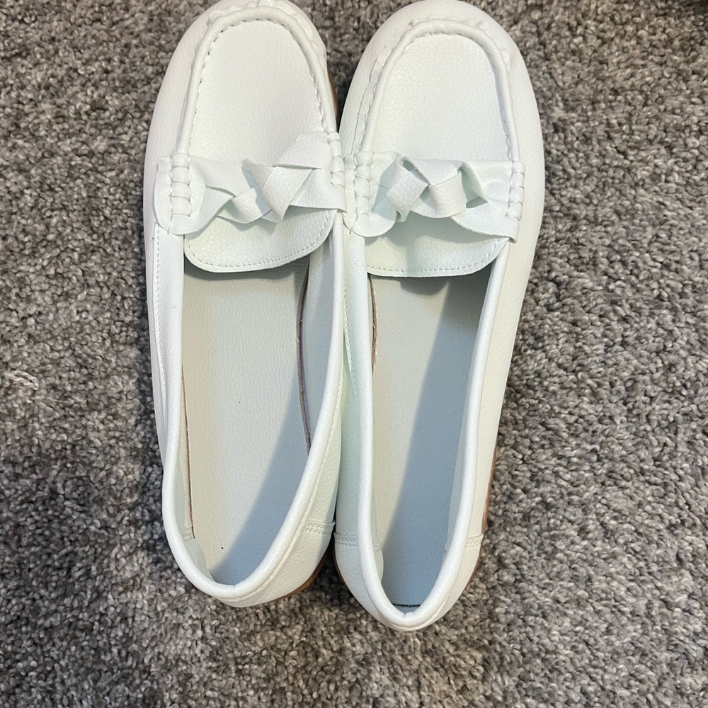 White Women's Braided Loafer Flats